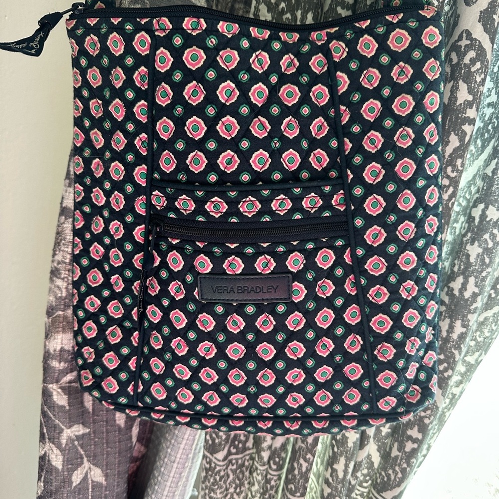 Vera Bradley Black and Pink Patterned Crossbody Bag
